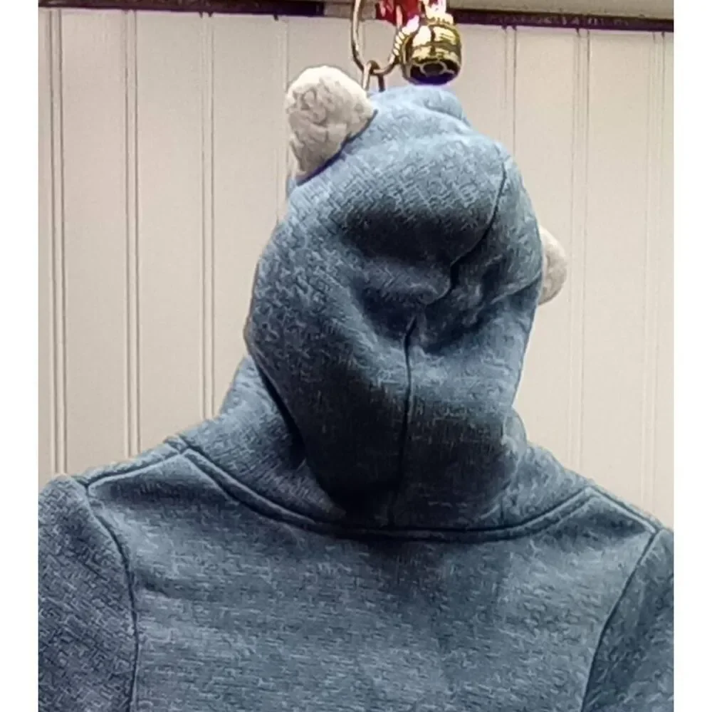 Duck duck goose blue knit jacket with ears, size 12 months